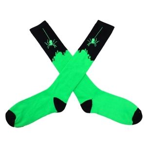 Green spider Halloween knee high socks